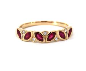 Jewellery Ruby: 9Ct Yellow Gold Ruby And Diamond Ring