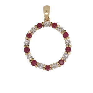 Jewellery Ruby: 9ct Ruby And Diamond Circle Pendant