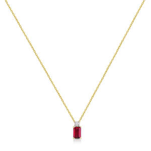 Jewellery Ruby: 9Ct Yellow Gold Ruby And Diamond Pendant