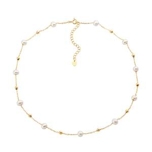 Ladies Ellani Yellow Gold Plated Freshwater Pearl Necklace P900G