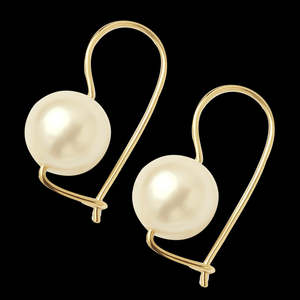 Jewellery Pearls: 9ct Yellow Gold Euro Style Earring With Freshwater Pearl