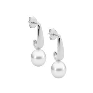 Jewellery Pearls: Sterling Silver Drop Pearl Earrings