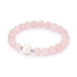 Jewellery Pearls: Leola Bracelet with Rose Quartz And Frshwater Pearl