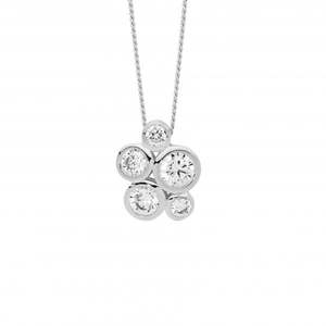 Ladies Ellani Sterling Silver Cz Bezel Set Pendant P898S