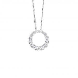 Ellani Collections: Ladies Ellani Cubic Zirconia Circle Necklace P905S
