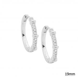 Ladies Ellani Sterling Silver CZ Huggies E632S