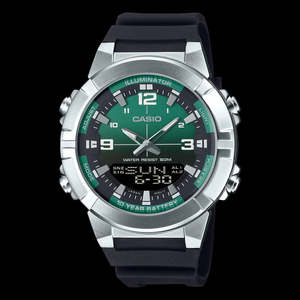Casio: Mens Casio Duo Watch With Green Dial AMW-870A-3A