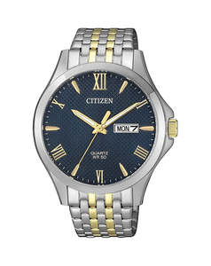 Mens Citizen Two Tone Watch With Blue Face BF2024-50L