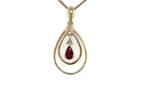 Black Friday: 9Ct Yellow Gold Ruby And Diamond Pendant
