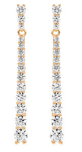 Ellani Rose Gold Plated Graduated Cz Drop Earrings