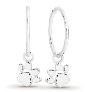 Sterling Silver Best Friends Paw Print Earrings