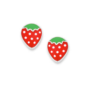 Xmas 2023: Sterling silver and enamel strawberry earrings