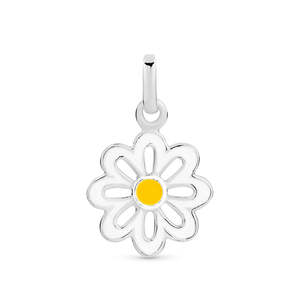 Xmas 2023: Sterling Silver White And Yellow Enamelled Daisy Pendant
