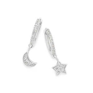 Xmas 2023: Sterling Silver Hoop Earrings With A Star Drop