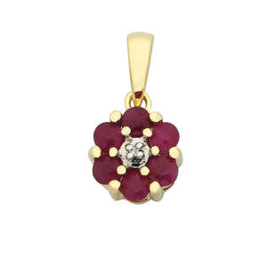 9ct Yellow Gold Ruby And Diamond Pendant