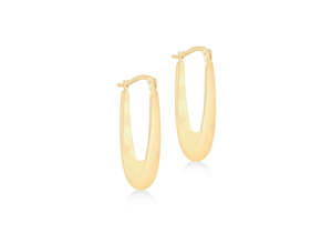 9ct Yellow Gold Elongated Drop Hoop Earrings
