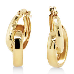 9ct Yellow Gold Bonded Double Hoop Earrings