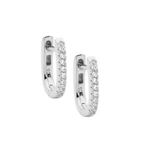 Christmas 2024: Sterling Silver Oval CZ Hoop Earrings