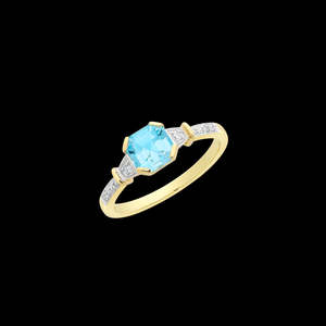 Christmas 2024: 9Ct Yellow Gold Blue Topaz And Diamond Ring