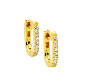 Valentines Day: Sterling Silver Gold Plate CZ Hoops
