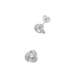 Valentines Day: Sterling Silver CZ Knot Earrings