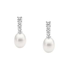 20th Birthday Sale: Sterling Silver Drop Freshwater Pearl Earrings