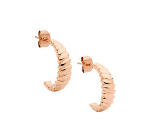 Mothers Day Sale 2025: Stainless Steel Rose Gold Plated Twist Hoop Earrings