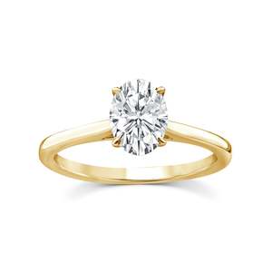 Diamond Rings: 9ct Yellow Gold Oval 1.00Ct Lab Diamond Solitare Ring