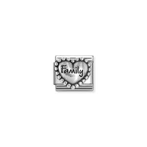 Nomination Composable Steel And Sterling Silver Family In Heart 330101/84