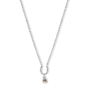 Silver Jewellery: Breeze Silver Horseshoe & Fresh Water Pearl Necklace