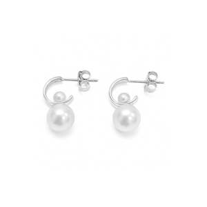 Jewellery Pearls: Silver Perle Sterling Silver Double Fwp Stud Earrings