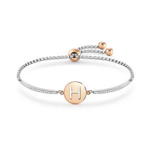 MILLELUCI bracelet in steel and cubic zirconia LETTERS H 028007/008