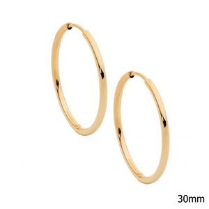 All Jewellery: Ellani Stainless Steel Yellow Gold Plated Hoop Earrings SE282G