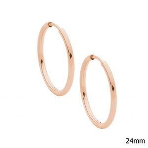 Ellani Stainless Rose Gold Plated Hoops SE281R