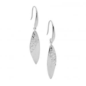 Ellani Stainless Steel Drop Earrings With Crystals SE278S