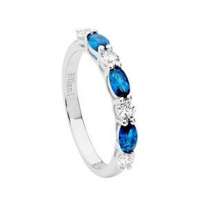 All Jewellery: Ellani Blue And White CZ Ring R503LB