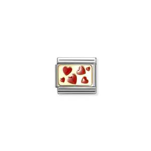 Fashion Jewellery: Nomination Composable Link Stainless Steel Enamel 18t Gold Red Hearts 030284/59