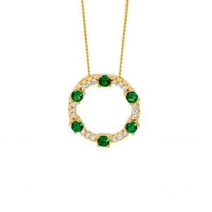 All Jewellery: Ellani Sterling Silver Yellow Gold Plate Circle Pendant P907GNG