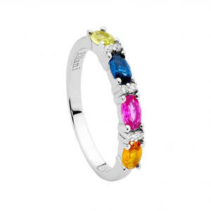 Sterling Silver Multi Coloured CZ Ring R521S