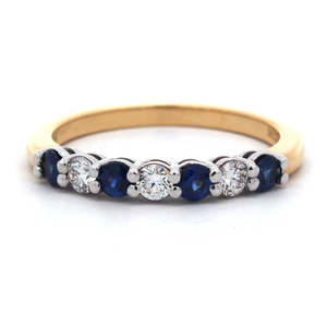 Anniversary Rings: 18ct Yellow Gold Sapphire And Diamond Ring