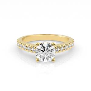 9ct Yellow Gold Lab Diamond Solitare With Shoulder Diamonds