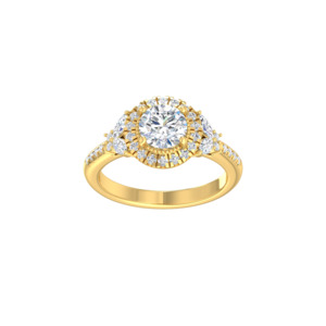 9ct Yellow Gold Lab Grown DiamondHalo Cluster With Matching Wedding Band