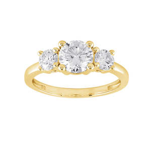 9ct Yellow Gold Three Lab Grown Diamond Ring