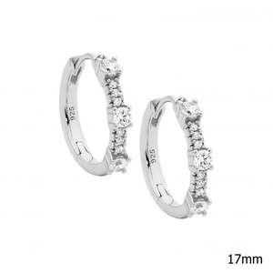 Ellani Sterling Silver CZ Hoops E641S