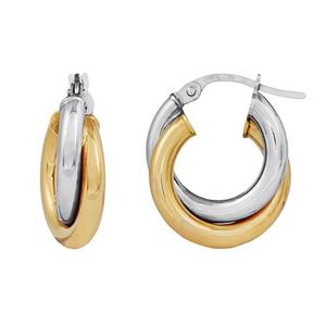 9Ct Yellow And White Gold Hoops