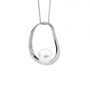 Silver Jewellery: Ellani Sterling Silver Freshwater Pearl Pendant P910S