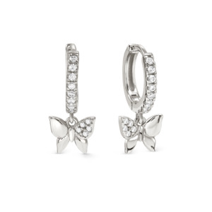 All Jewellery: Nomination Petit Sparkle Sterling Silver Hoop Earrings With Butterflies 242305/040