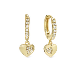 Nomination Petit Sparkle Sterling Silver Yellow Gold Plated Hoop Earringswith He&hellip;