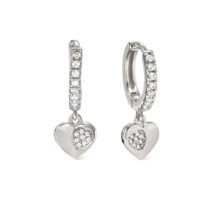 Nomination Petit Sparkle Sterling Silver Hoop Earrings With Hearts 242305/004