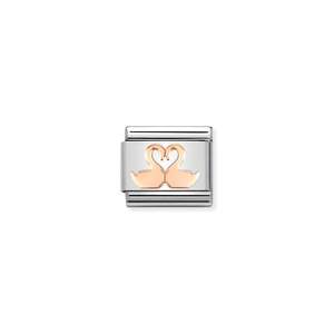 Nomination Composable Link 9ct Rose Gold Swans 430104/40